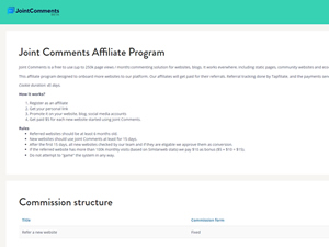 Joint Comments Affiliate Program